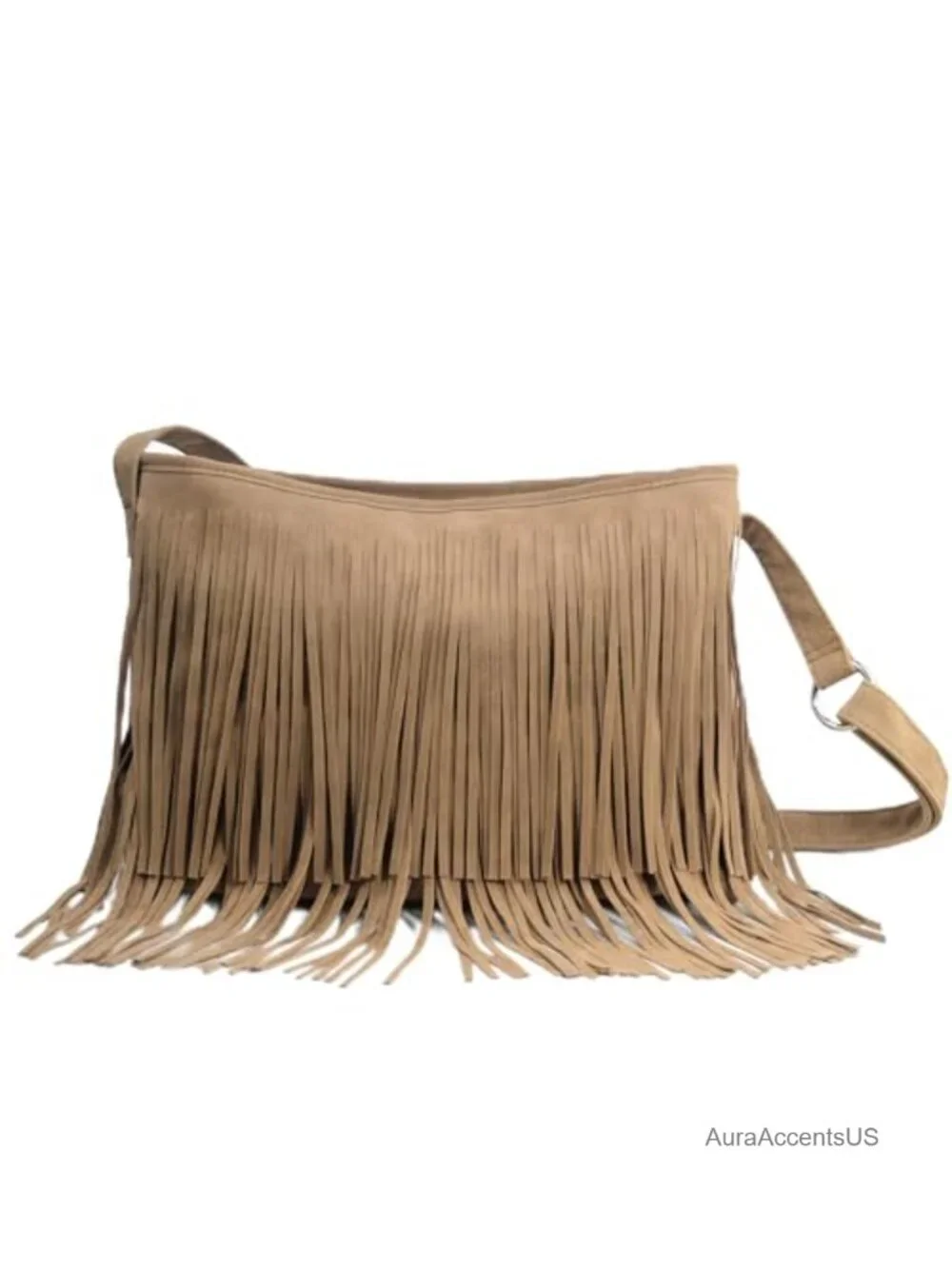 Faux Suede Leather Hobo Crossbody Shoulder Bag Tassel Sling Purse Women
